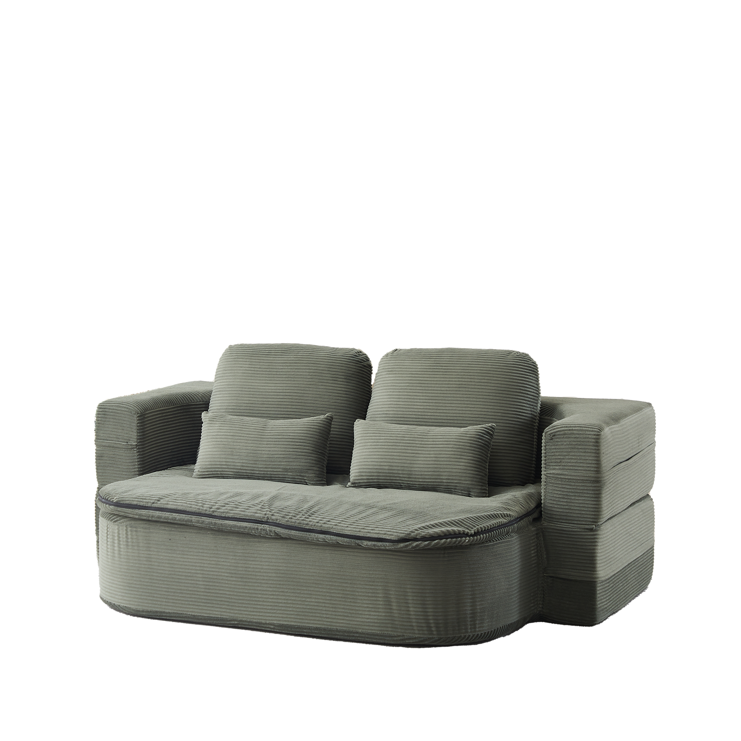 75''2-in-1 Foldable Sofa,Convertible Sleeper Foam Sofa Bed with Multi Functional Blanket, Corduroy Floor folding sofa bed, Floor Sofa Lounge Sofa for Living Room Bedroom Lounge Studio image 12