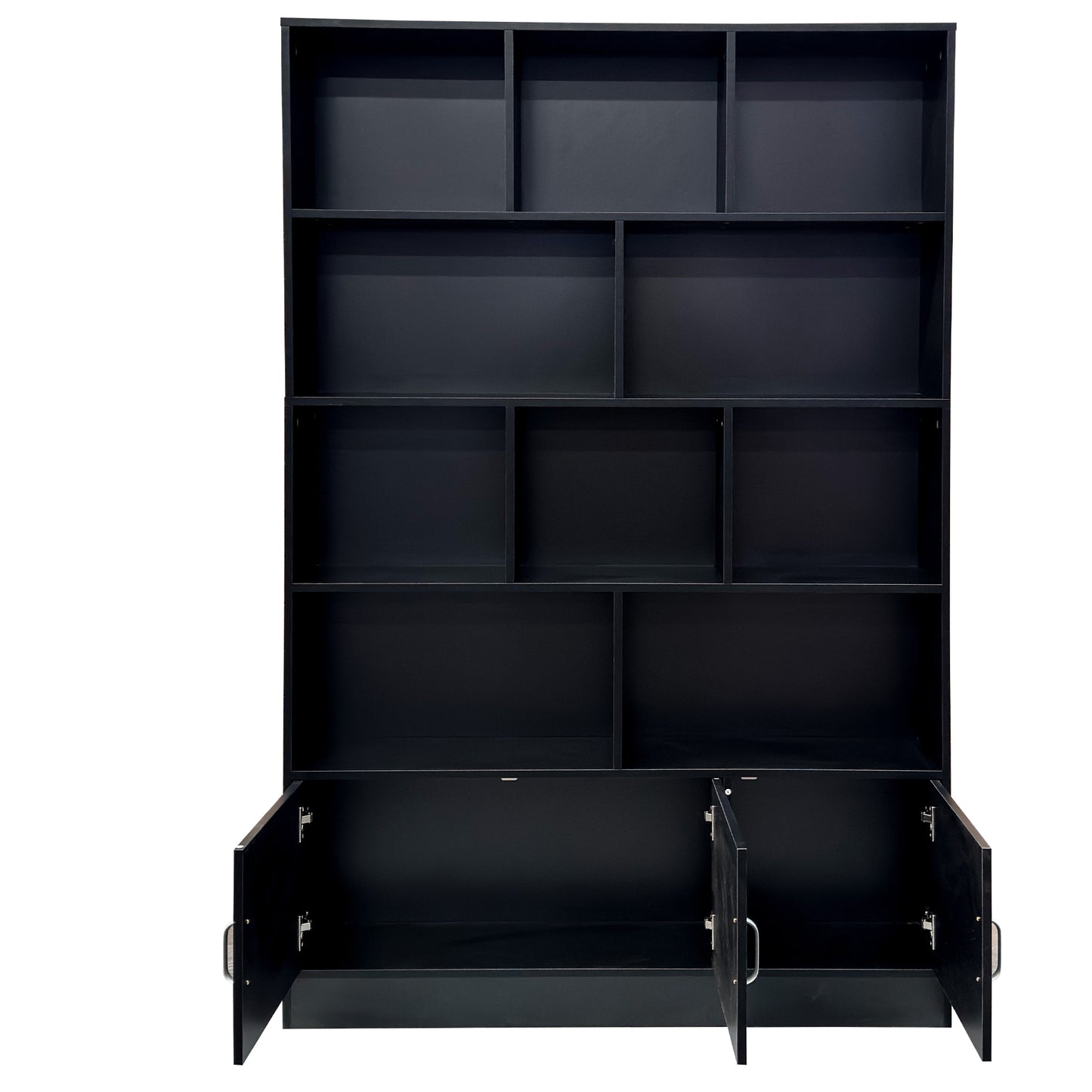 70.87" Tall Bookshelf with 10 Cubes and 3 Doors, 4-Tier Bookshelf, Open Shelf Bookcase with Cabinet, Modern Cube Storage Organizer for Living Room, and Office image 12