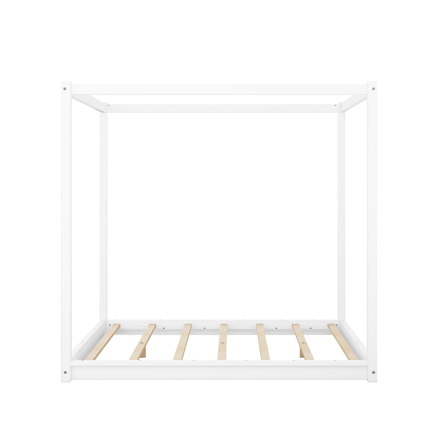 Queen Size Canopy Platform Bed with Support Legs,White image 12