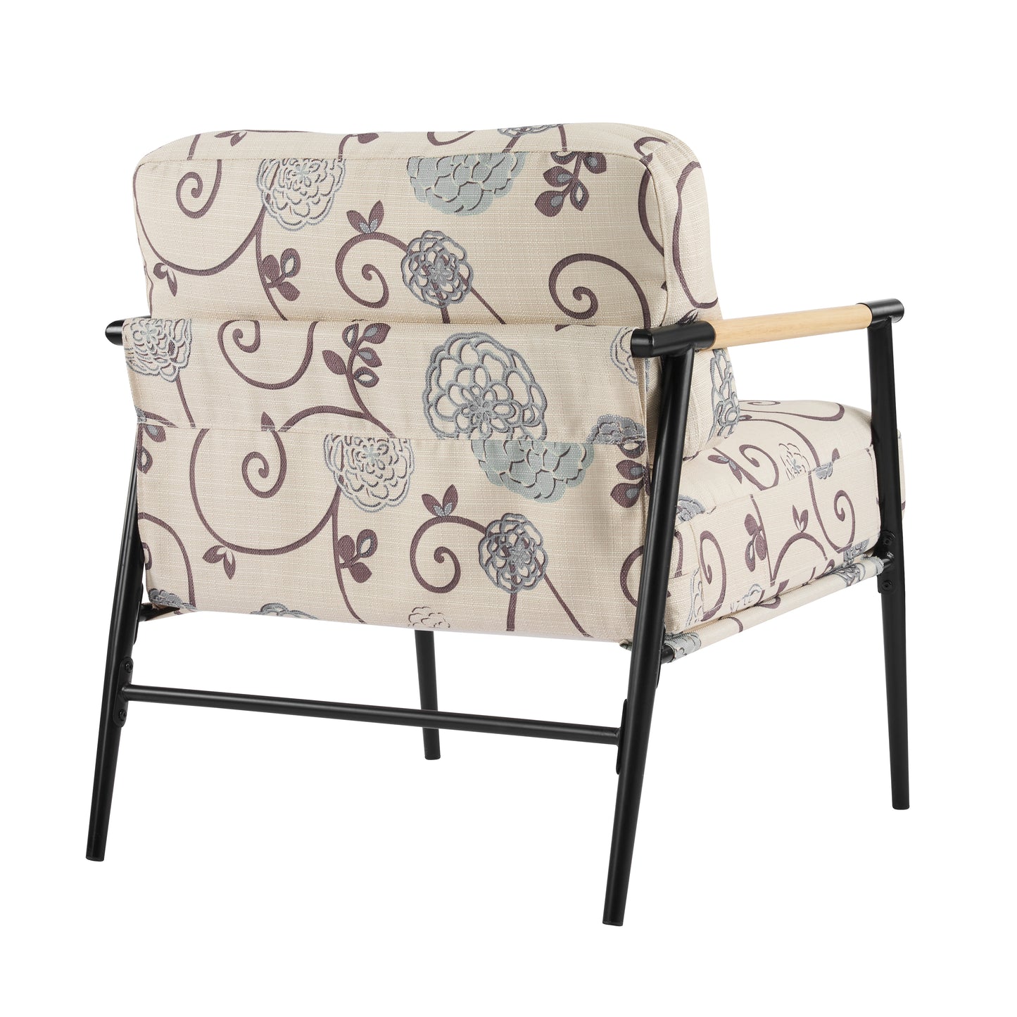 27.56" Modern Accent Chair with Plush Cushions, Minimalist Metal Frame, and Wooden Armrest Design – Perfect for Cozy Living Room, Bedroom, or Office Seating image 12
