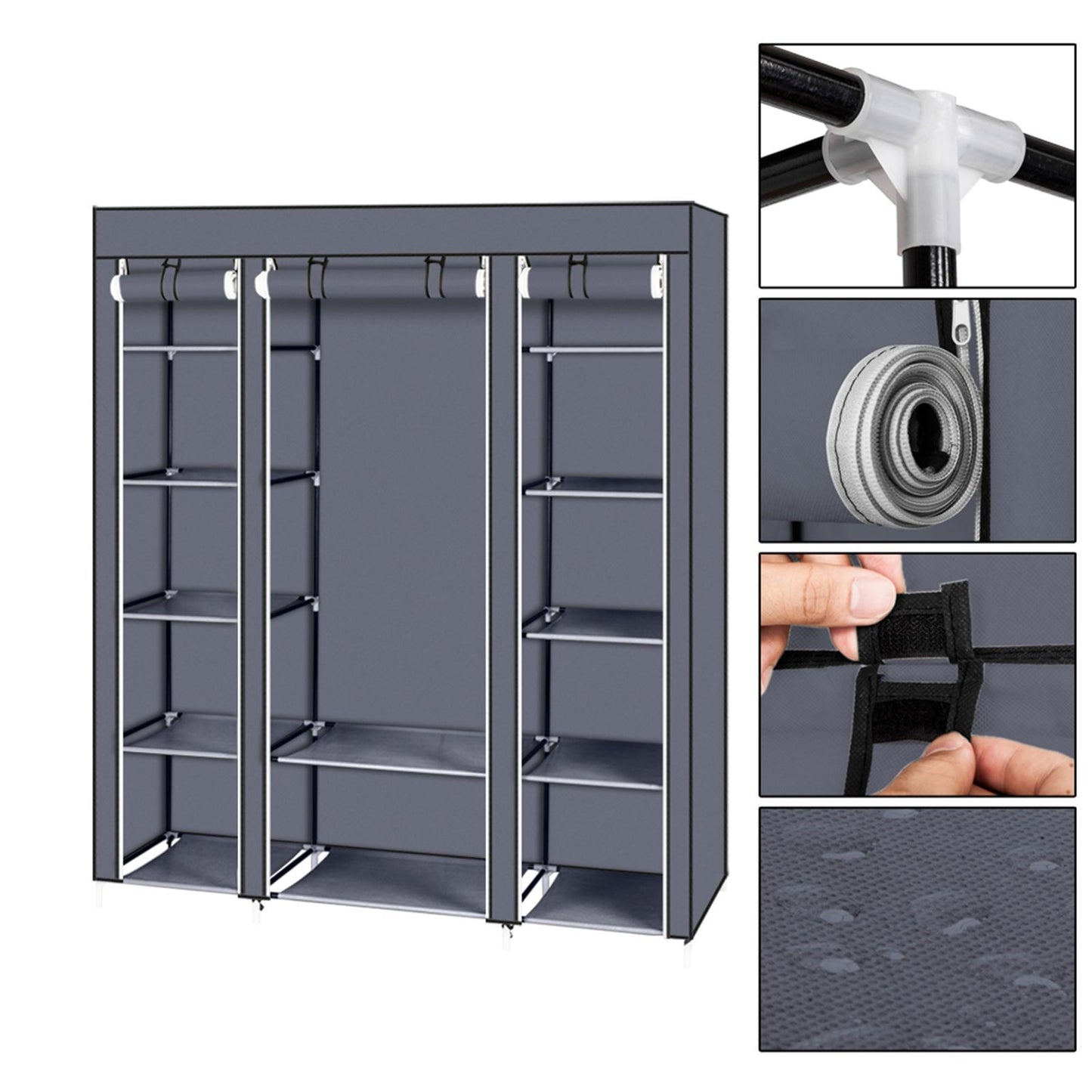 69" Portable Clothes Closet Wardrobe Storage Organizer with Non-Woven Fabric Quick and Easy to Assemble Extra Strong and image 20