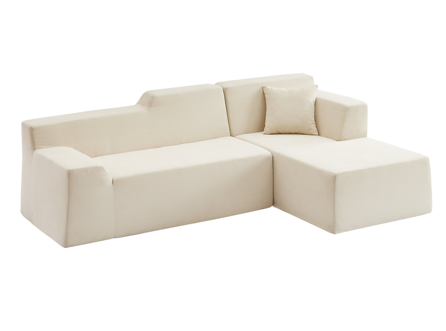 Modern minimalist L-shaped corduroy high back sofa image 4