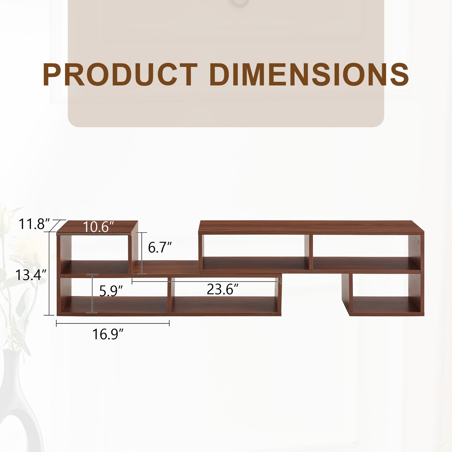 Dark Walnut Modular TV Stand, Free‑Combination Open Storage Media Console, Modern Minimalist Entertainment Center, Adjustable TV Cabinet for Living Room Bedroom Apartment image 12