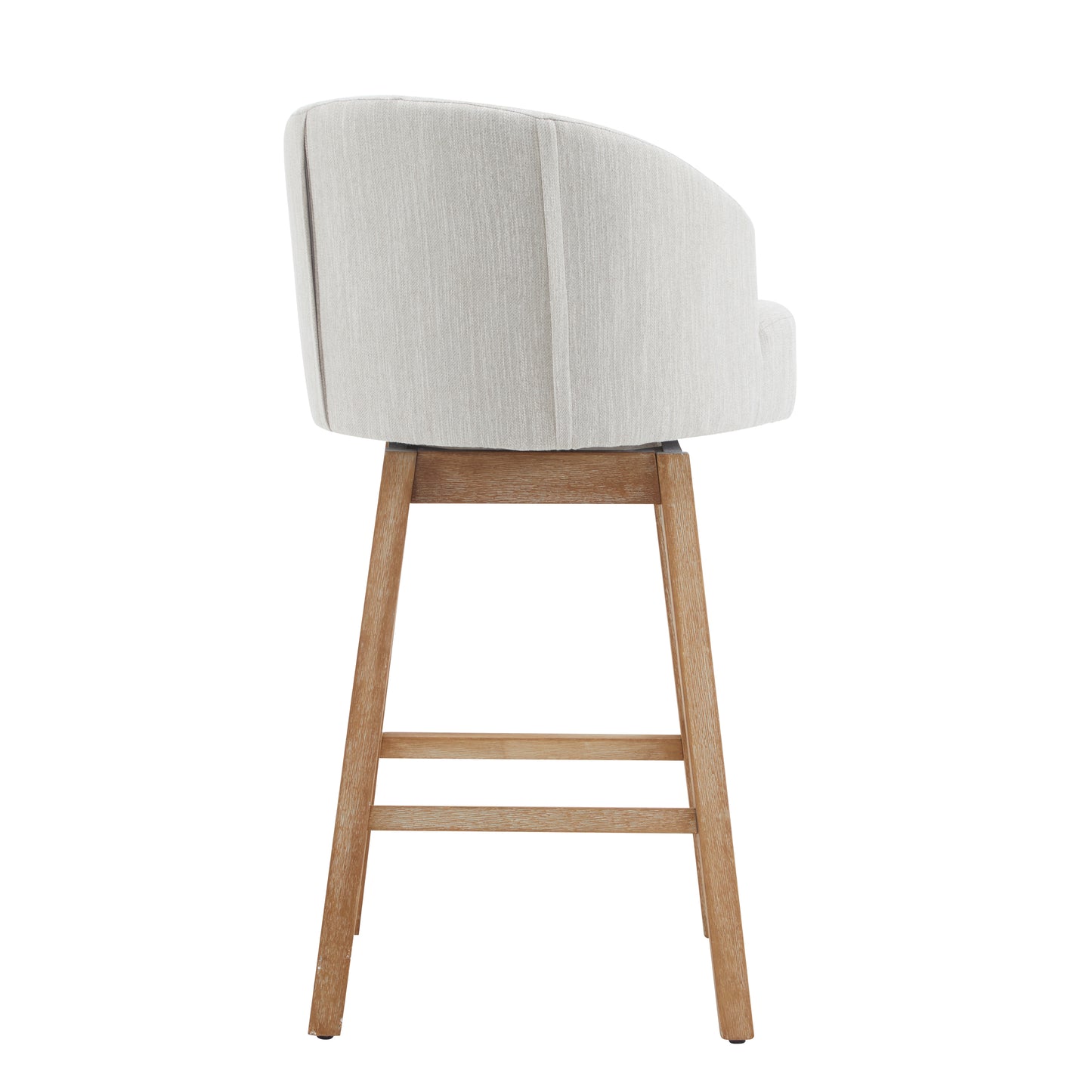33.25" Swivel Counter Stools Set of 2, Upholstered Counter Height Bar Stools with Solid Rubber Wood Frame, Backrest, Footrest, Armless Barstools for Home Bar, Kitchen Counter, Natural + Beige image 12