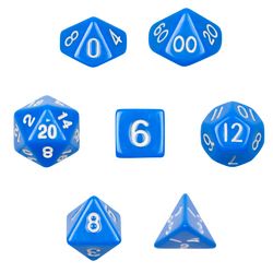 7 Die Polyhedral Dice Set in Velvet Pouch- Opaque Blue image 1