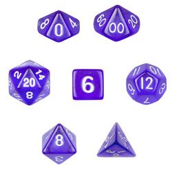 7 Die Polyhedral Dice Set in Velvet Pouch-Translucent Purple image 1
