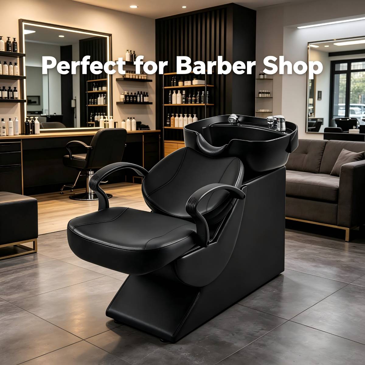 New Backwash Barber Chair ABS Plastic Shampoo Bowl Sink Unit Station Spa Salon Equipment,Black image 8