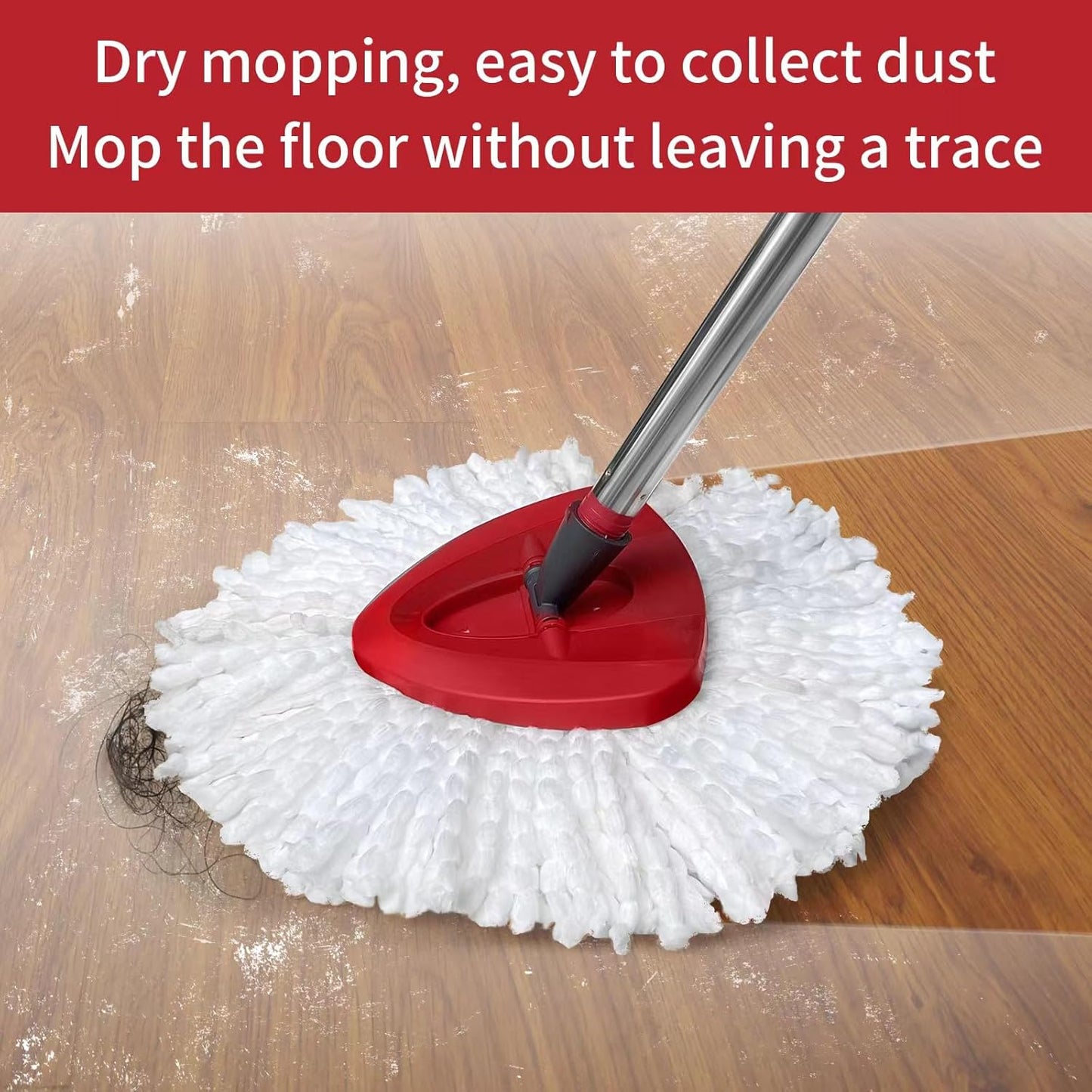 Spin Mop Replace Head Base, Handle Compatible with O Cedar EasyWring Microfiber Spin Mop,6 Mop Refills Replacement Heads, 30-58" Mop Handle and 1 Mop Base Combo Set (White,1-Tank System)