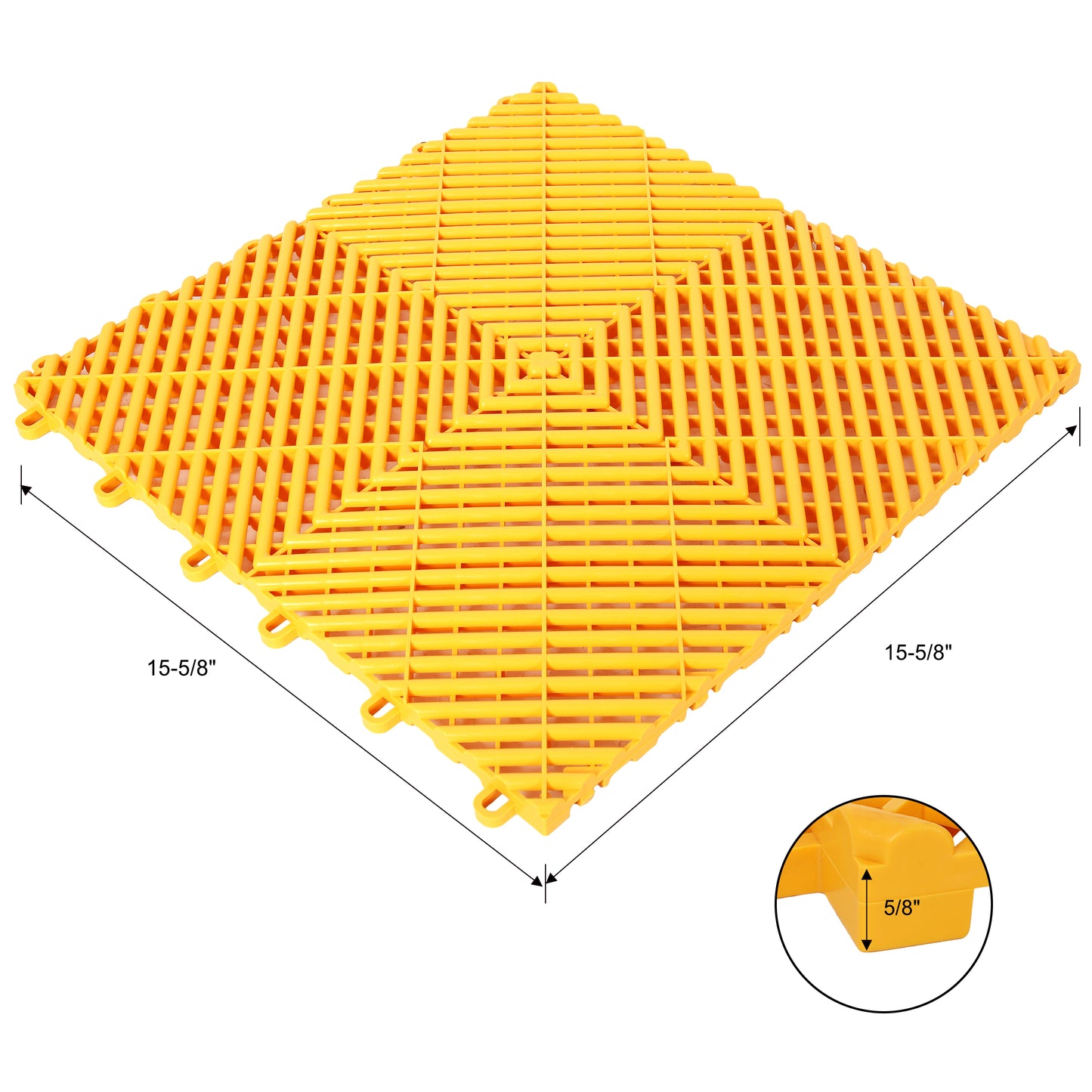 25pcs Plastic Garage Floor Mats,15.6"x15.6" Size,Non-Slip Interlocking Plastic Garage Floor Mat,Splicing Drainage Floor Tile and Shower Mat, for Garage, Garden, Kitchen & Outdoor, Yellow image 12