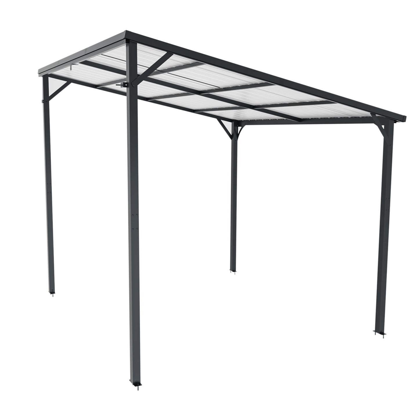 Outdoor Pergola 8' x 10' Metal Inclined Roof Pergolas Waterproof Wall-mounted iron sheet shed Gazebo for Patio,Garden,Yard image 9