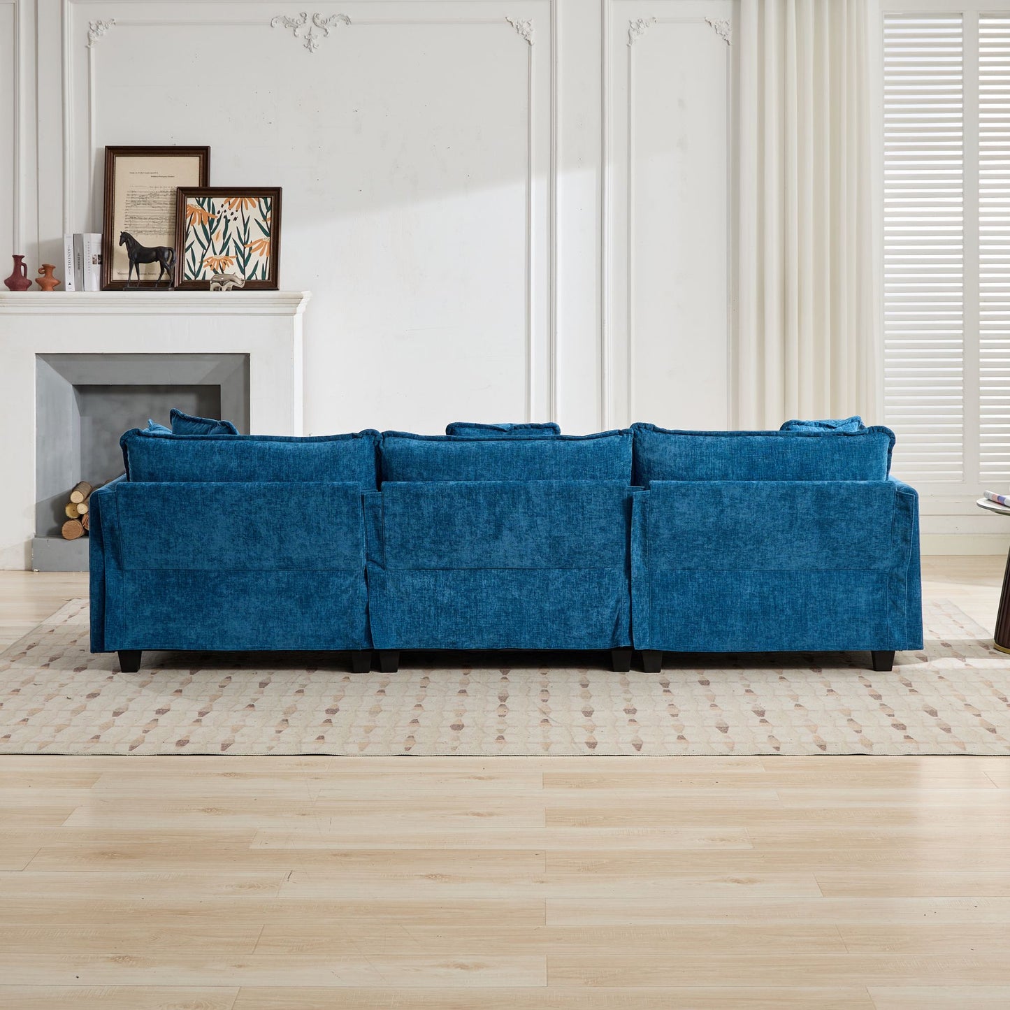 Cloud Sofa two Seats (the cushion on the armrest not included), Modern Sectional Couch, for Apartment, Comfy Double Layer Upholstered Seat Cushion, Breathable Chenille Fabric, Blue,SW504ABL image 6