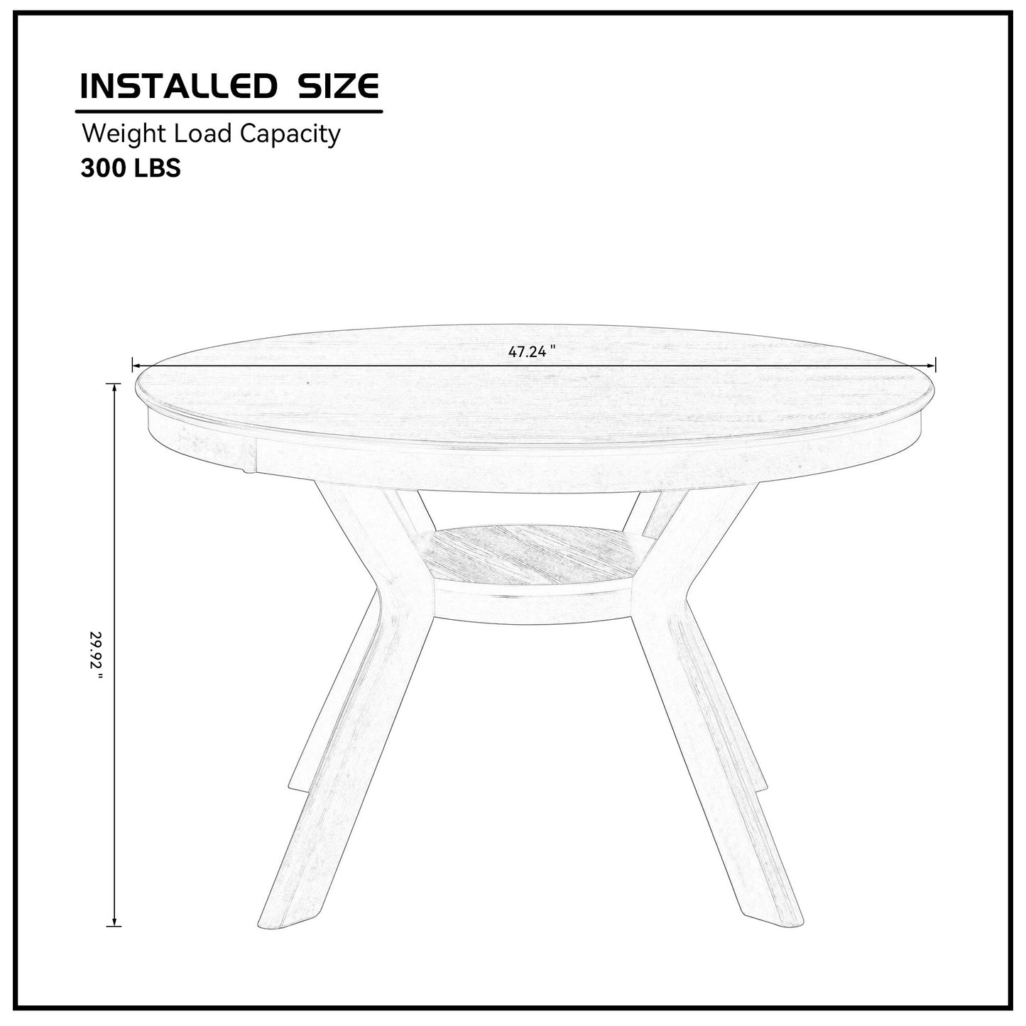 47.24''Round Rubber Wood Dining Table for 4-6 with Wooden Trestle Pedestal Base,Modern Kitchen Wooden Table Dinner Table for Dining Room, Living Room,Oak(1Table) image 8