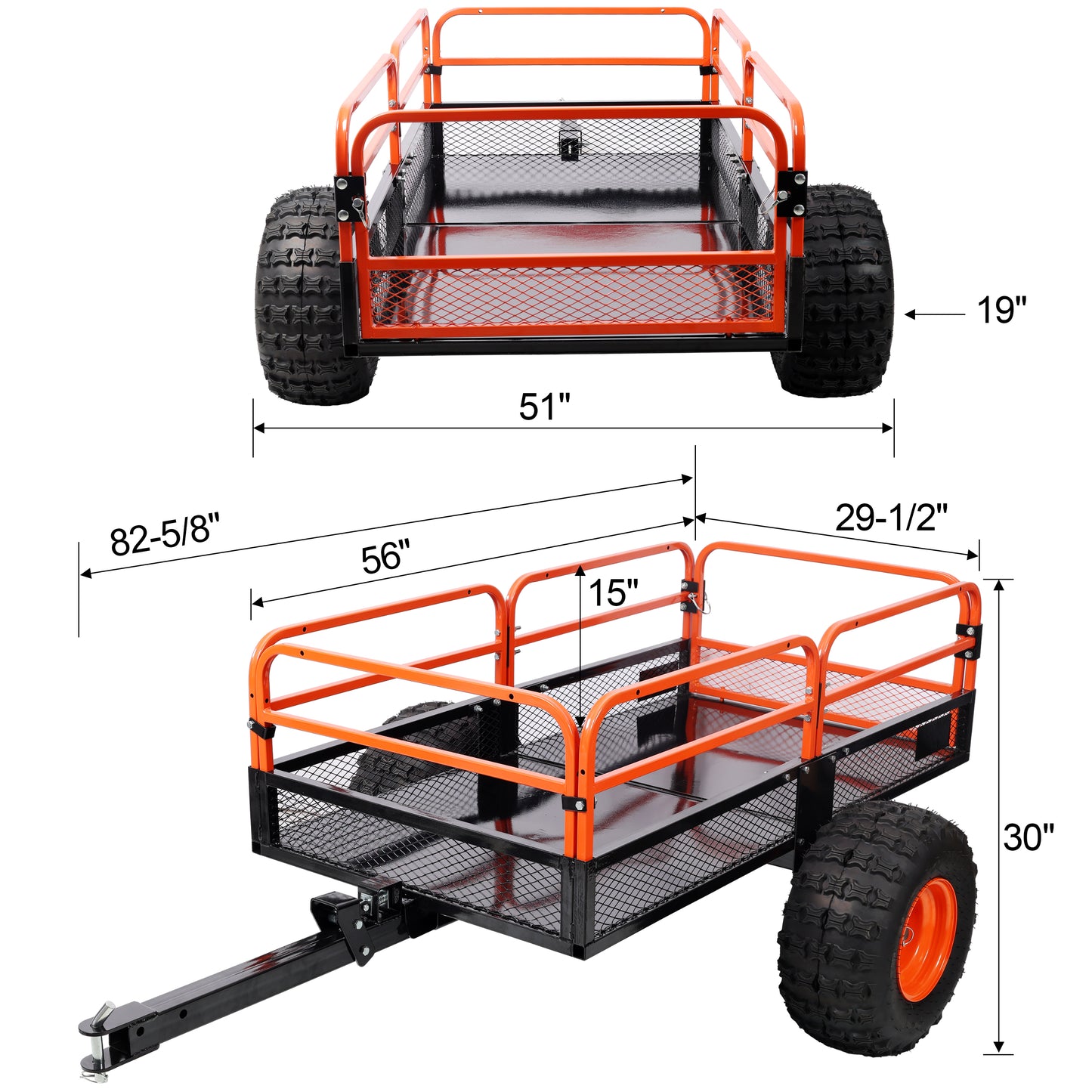 Heavy-Duty Tow-Behind Dump Cart 1500 lbs Load Capacity for ATV UTV Lawn Mower Tractor Yard Garden Farm Hauling image 12