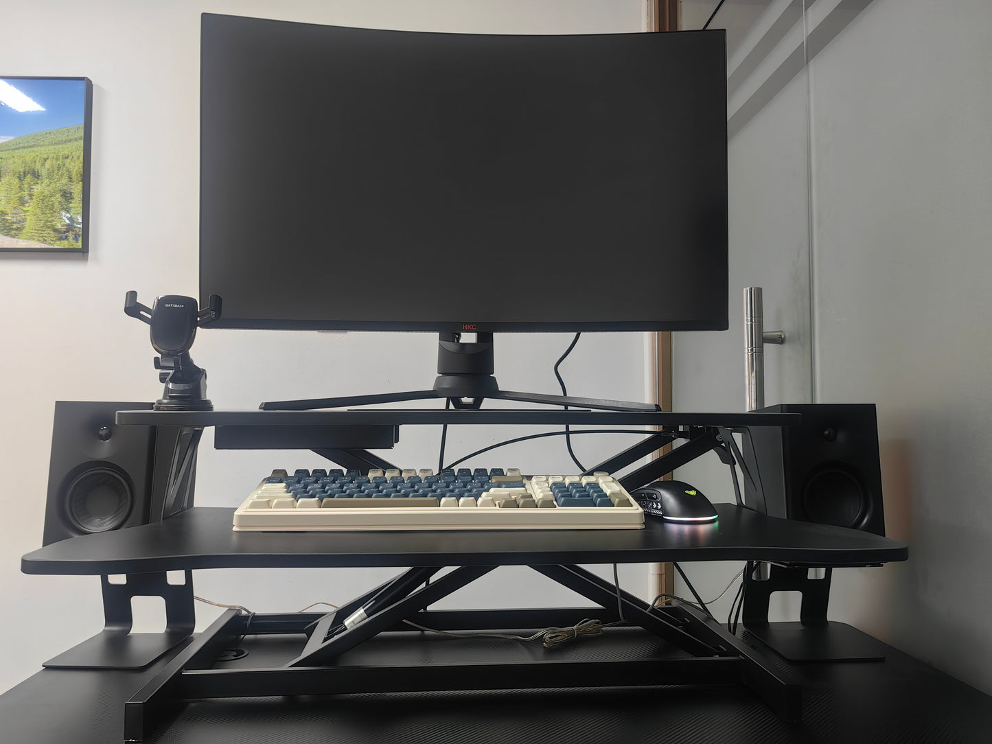 32 Inch Desk Converter, Height Adjustable Sit to Stand Riser, Dual Monitor and Laptop Workstation with Wide Keyboard Tray (BLACK) image 12
