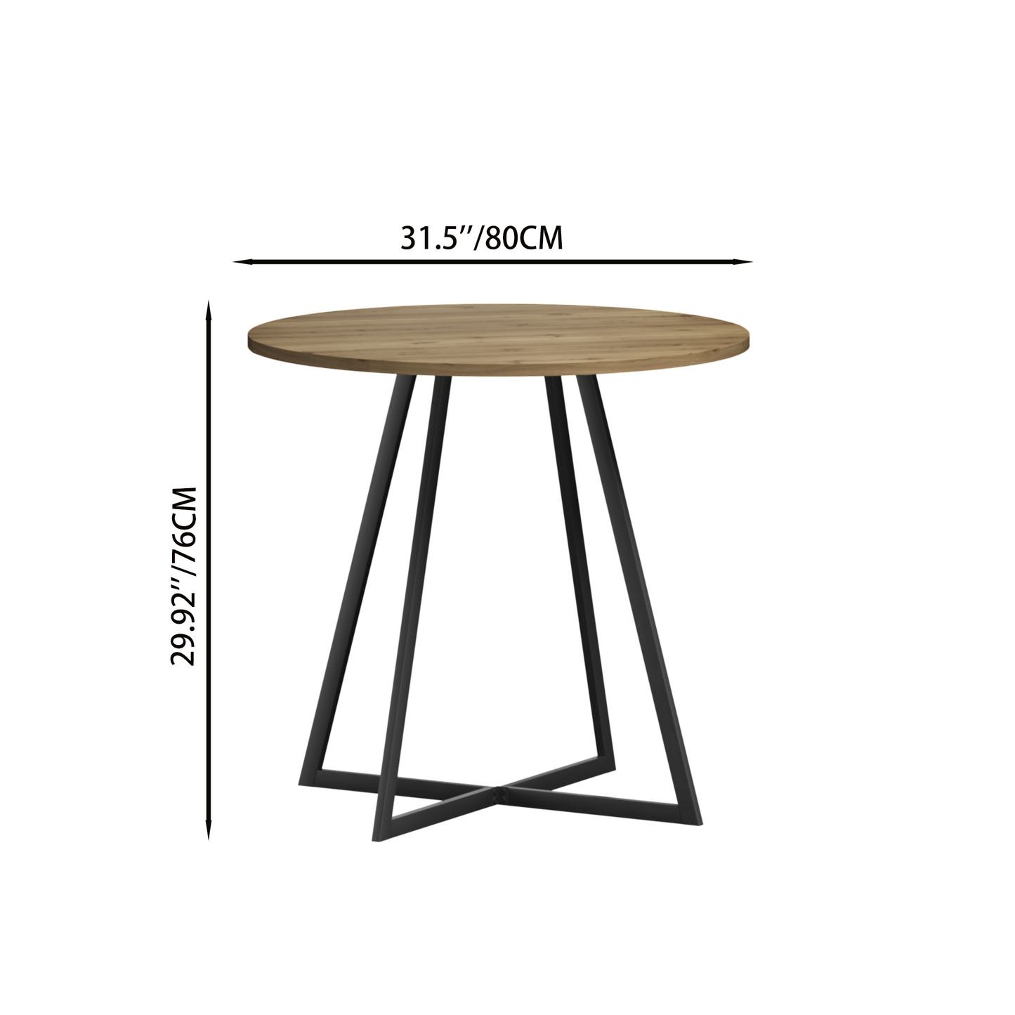 31.5 Inch Round Dining Table, Small Circle Kitchen Table with Metal Black Legs for 2-4 people,Modern Dining Room Table, Brown (only table) image 12