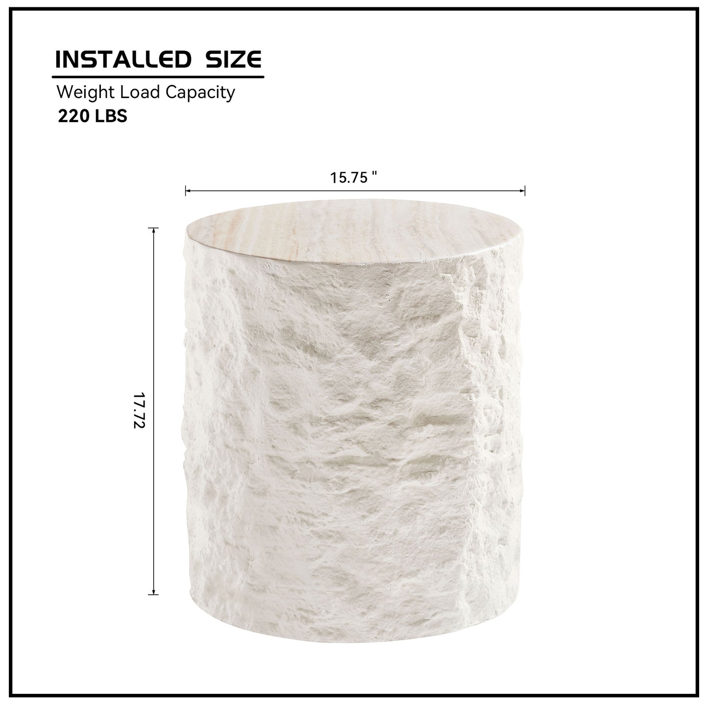15.75 Inch Side Table,Round Fiberglass Coffee Table for Living Room,Bedroom,Modern Design Imitation Stone End Table for Apartment,No Need Assembly,Beige image 12