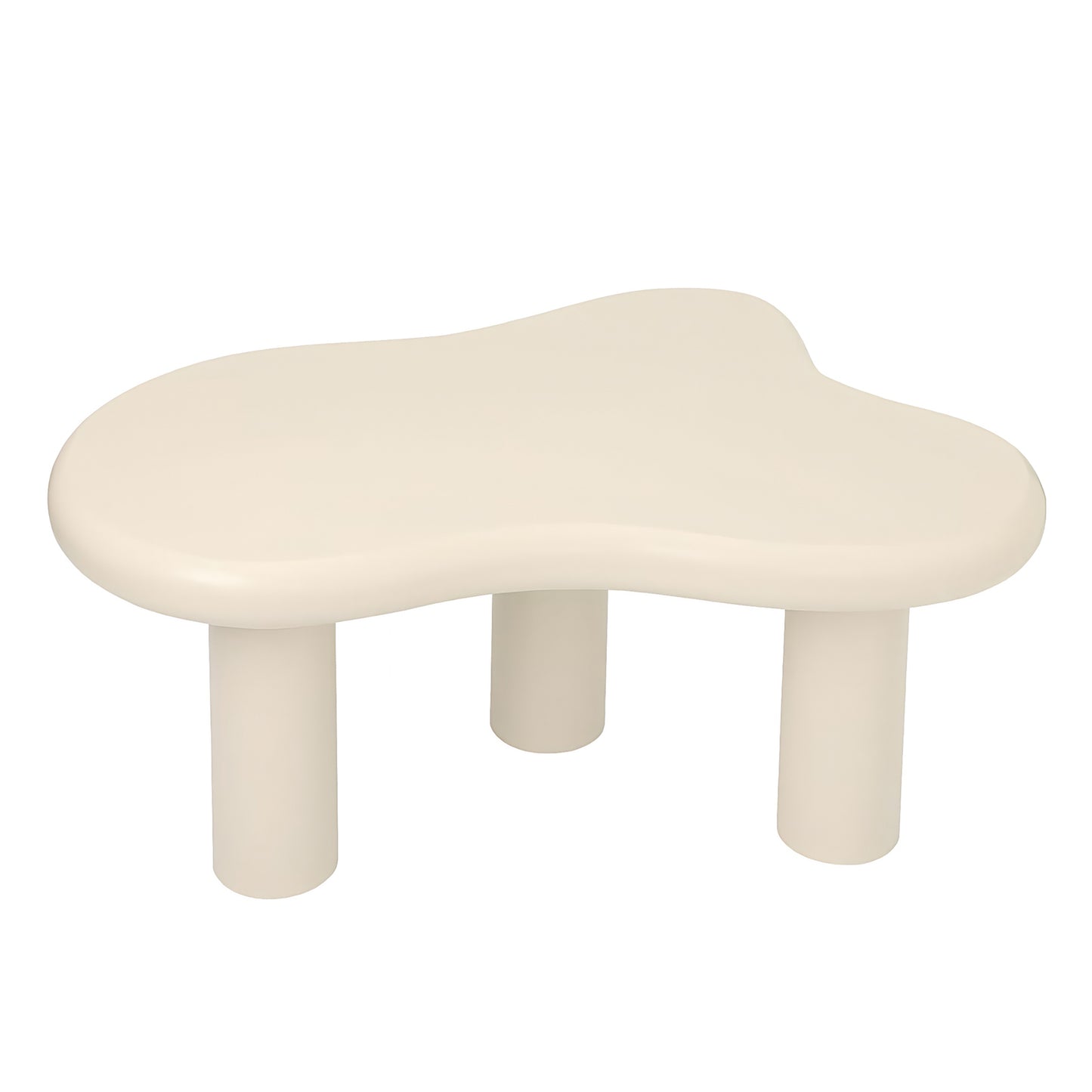 Cloud Coffee Table, Modern Wood Coffee Table for Living Room, Accent Center Tables with 3 Legs, Small Tea Tables for Balcony, Patio, Bedroom, Cream White image 6