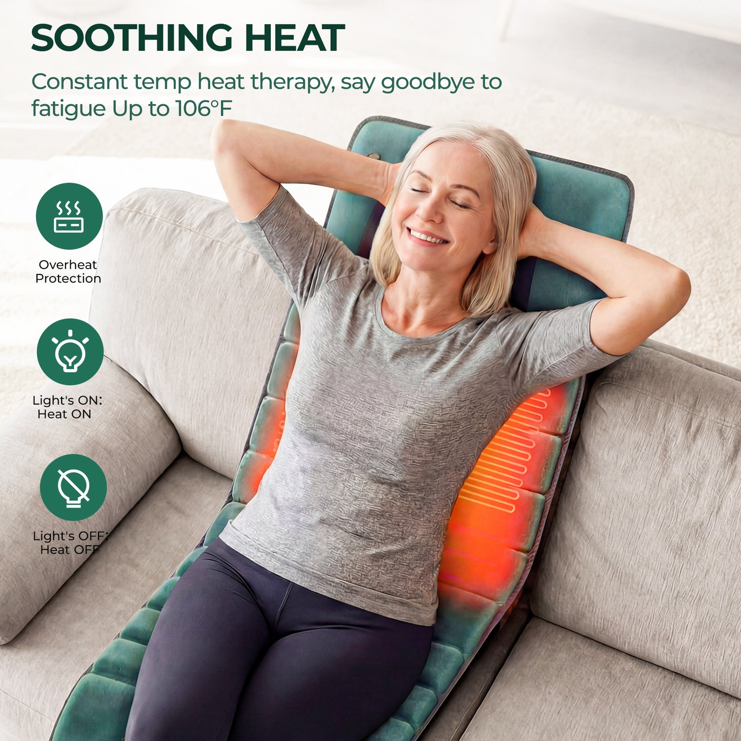 Full Body Massage Mat with Heat, Electric Back Massage pad with Vibration Motors, Back Massager for Pain Relief,Gift image 9