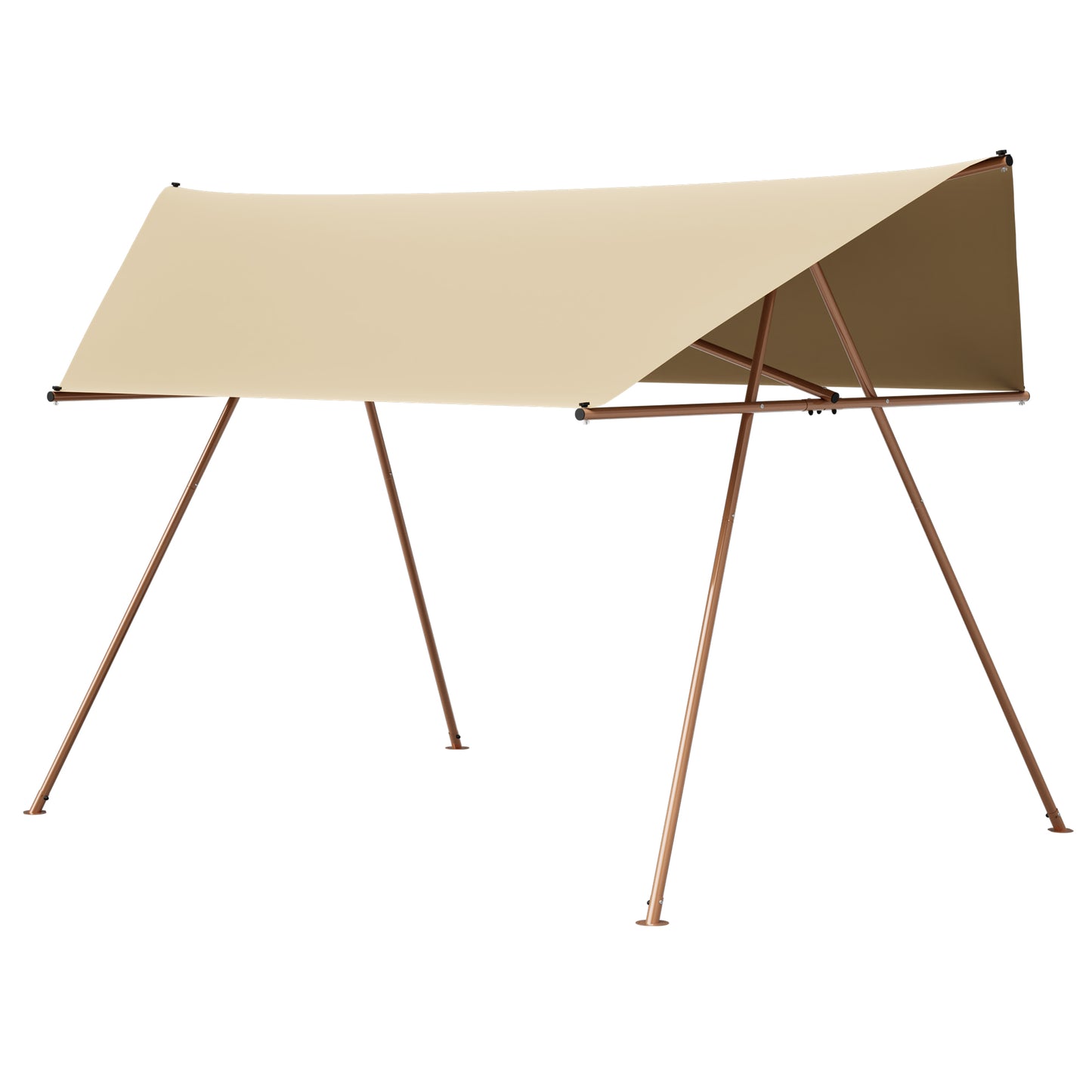 Hexagonal Shade Sail Canopy, Large 206"x118" UV Block Sun Shade with UPF 50+, Waterproof High-Density Polyester Fabric, Brown Rust-Resistant Poles & Built-in Hooks for Patio Backyard – Light Khaki image 12