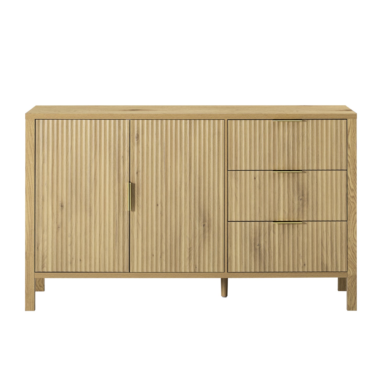 U-Style Modern Wave-Pattern Sideboard with 3 Drawers, Large Storage Buffet Cabinet with Hooks and Extra Center Leg,Suitable for Living Room,Entryway,Hallway. image 12