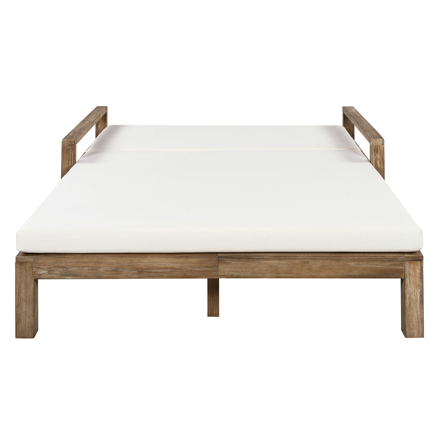 TREXM 1-Piece Farmhouse-styled Wooden Outdoor Sunbed for Ultimate Relaxation Outdoor Daybed Seating 2 People for Poolside, Garden and Backyard (Beige) image 12