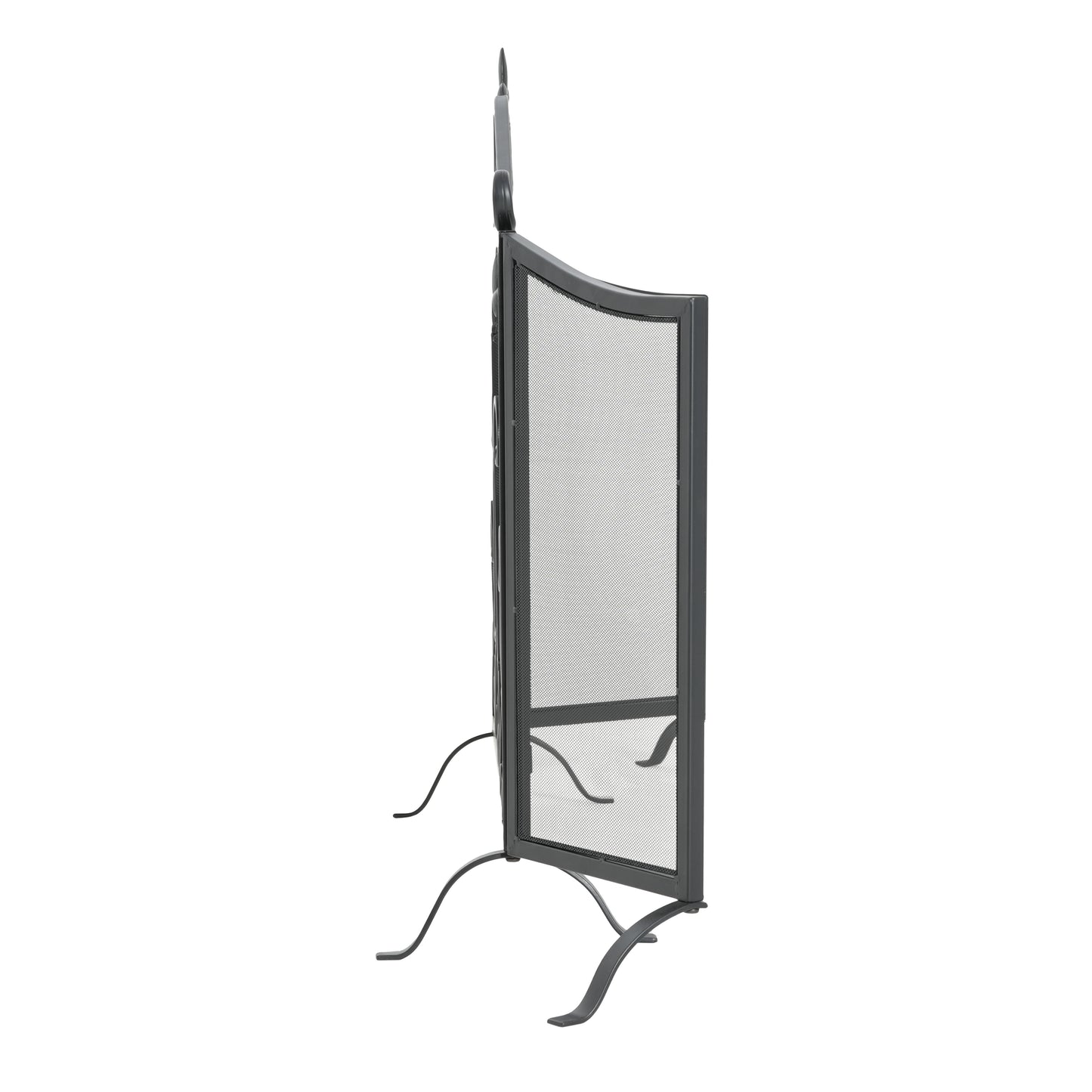 Onyx 3-Panel Iron Fireplace Screen 54" x 31.5", Black Finish image 11