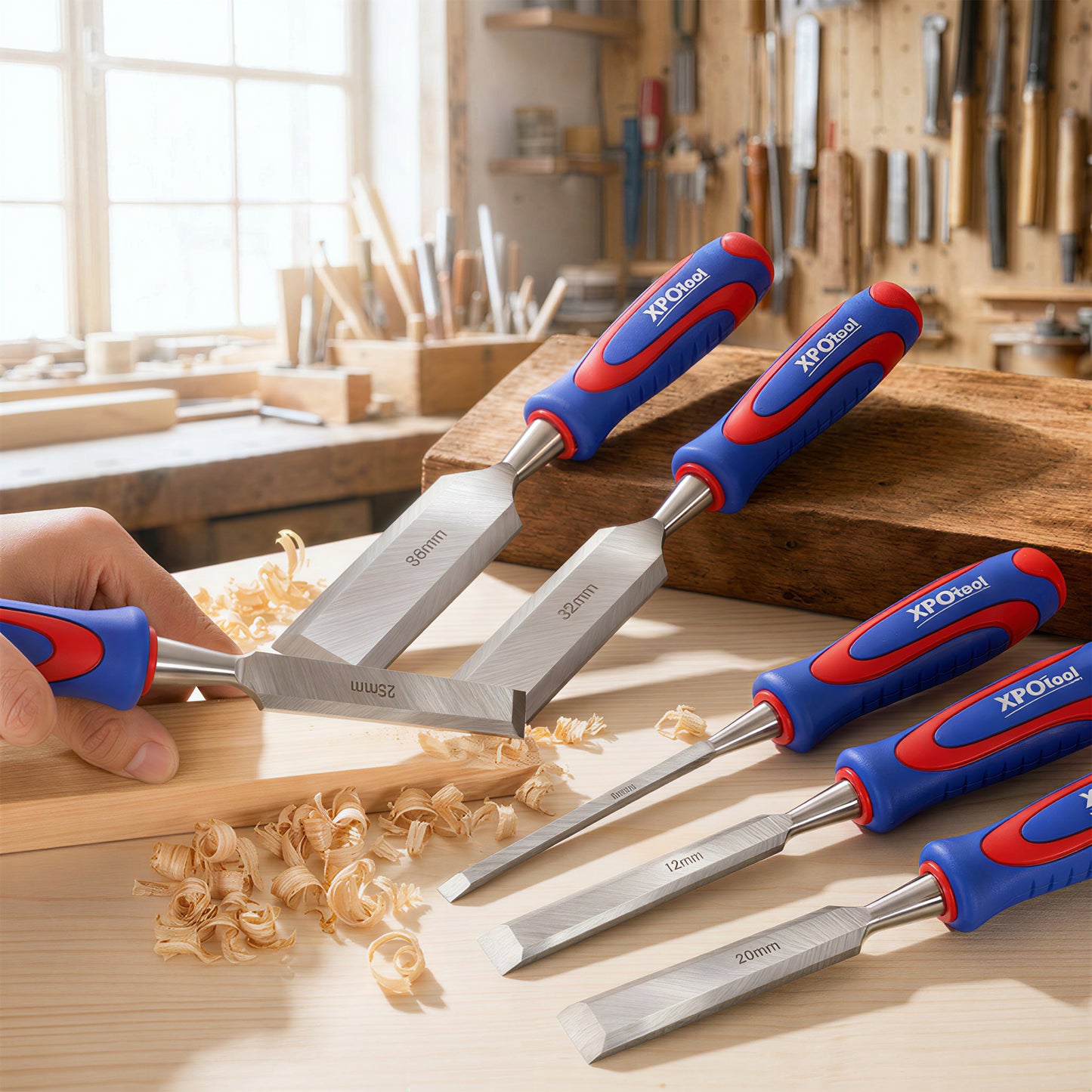 10Pcs Premium Wood Chisel Set – Includes 6Pcs Wood Chisels, 1 Honing Guide, 1 Sharpening Stone & 2 Carpenter Pencils, Heat-Treated Cr-V Alloy Steel Blades image 12