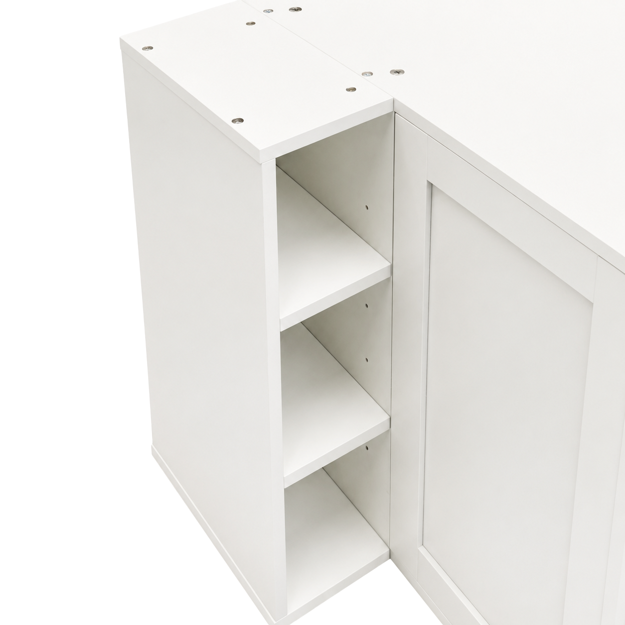 L Shape Wall Mounted Kitchen Sideboard Cabinet with 2 Door, 3 Layers Shelves, Storage Buffet Cabinet for Bathroom, Dining Rooms image 12