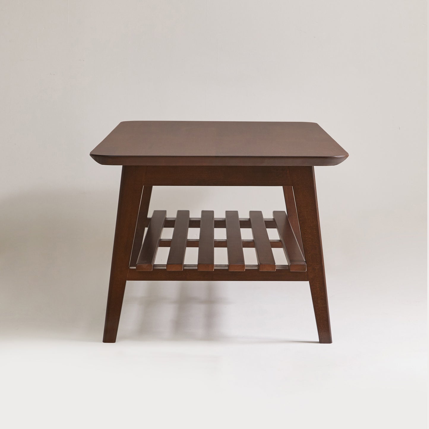 Wooden Coffee Table with Storage Shelf, Mid-Century Rectangular Center Table for Living Room,Walnut Brown image 12