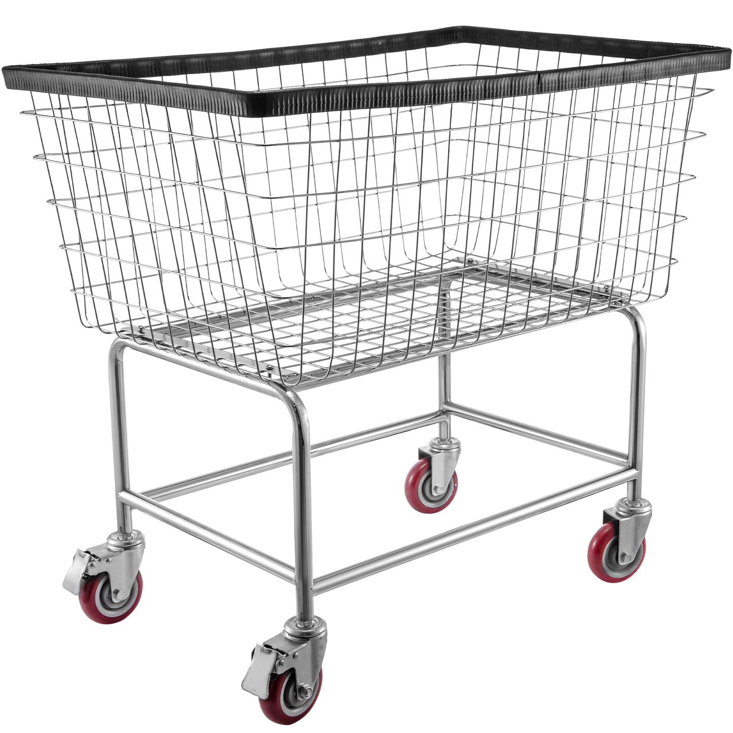 Wire Laundry Cart, 4.5 Bushel Wire Laundry Basket with Wheels, 35''x15.7''x22'' Commercial Wire Laundry Basket Cart, Steel Frame with Chrome Finish, 5'' Casters, Wire Basket Cart for Laundry image 8