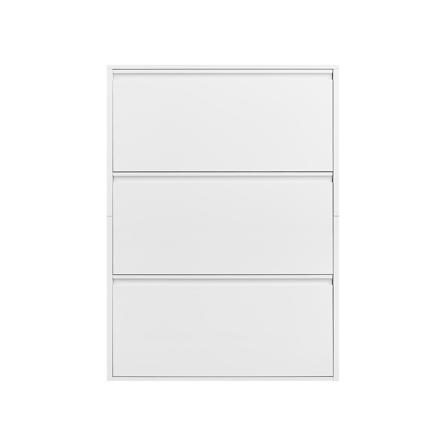 Metal Shoe Cabinet with 3 Flip Drawers, Wall Mounted Shoe Organizer, Narrow Slim Hidden Shoe Rack for Entryway,White image 12