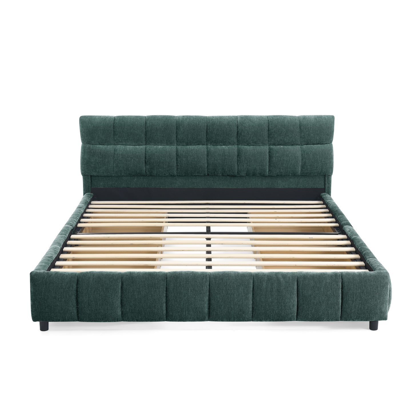 Queen Size Upholstered Bed,comfortable upholstered bed frame, Chenille fabric, with headboard and solid bed frame. With drawer for storage.-green(88.5''*68.5''*31'') image 12