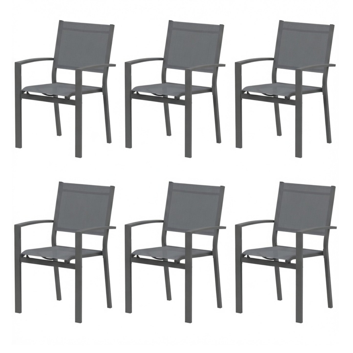 Set of 6, Heavy duty Metal Grey Outdoor Patio Chair – All Weather Textilene image 11