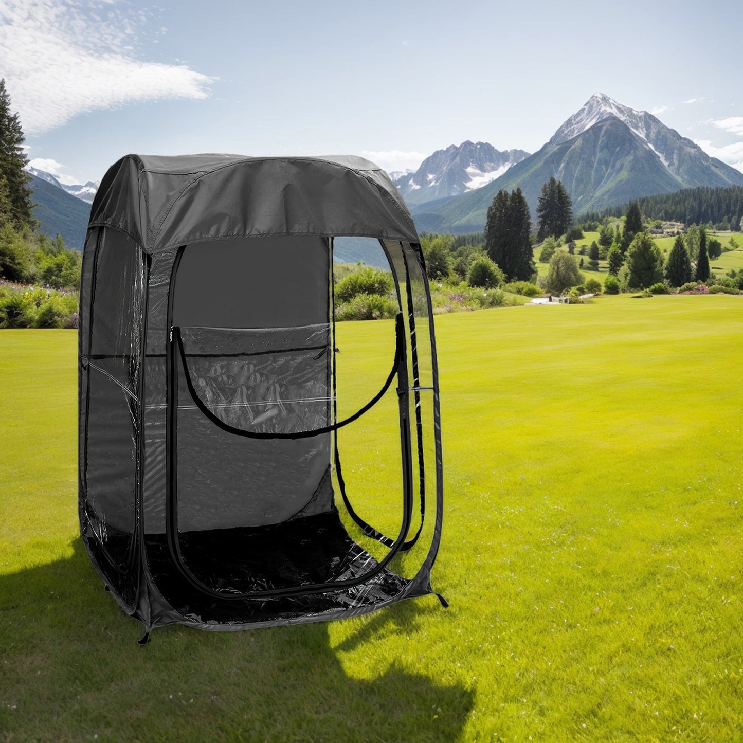 Portable Pop Up Sports Tent, Ideal Shelter for Outdoor Sports Events, Fishing and Camping, Protection from Cold Wind and Rain, Black image 8
