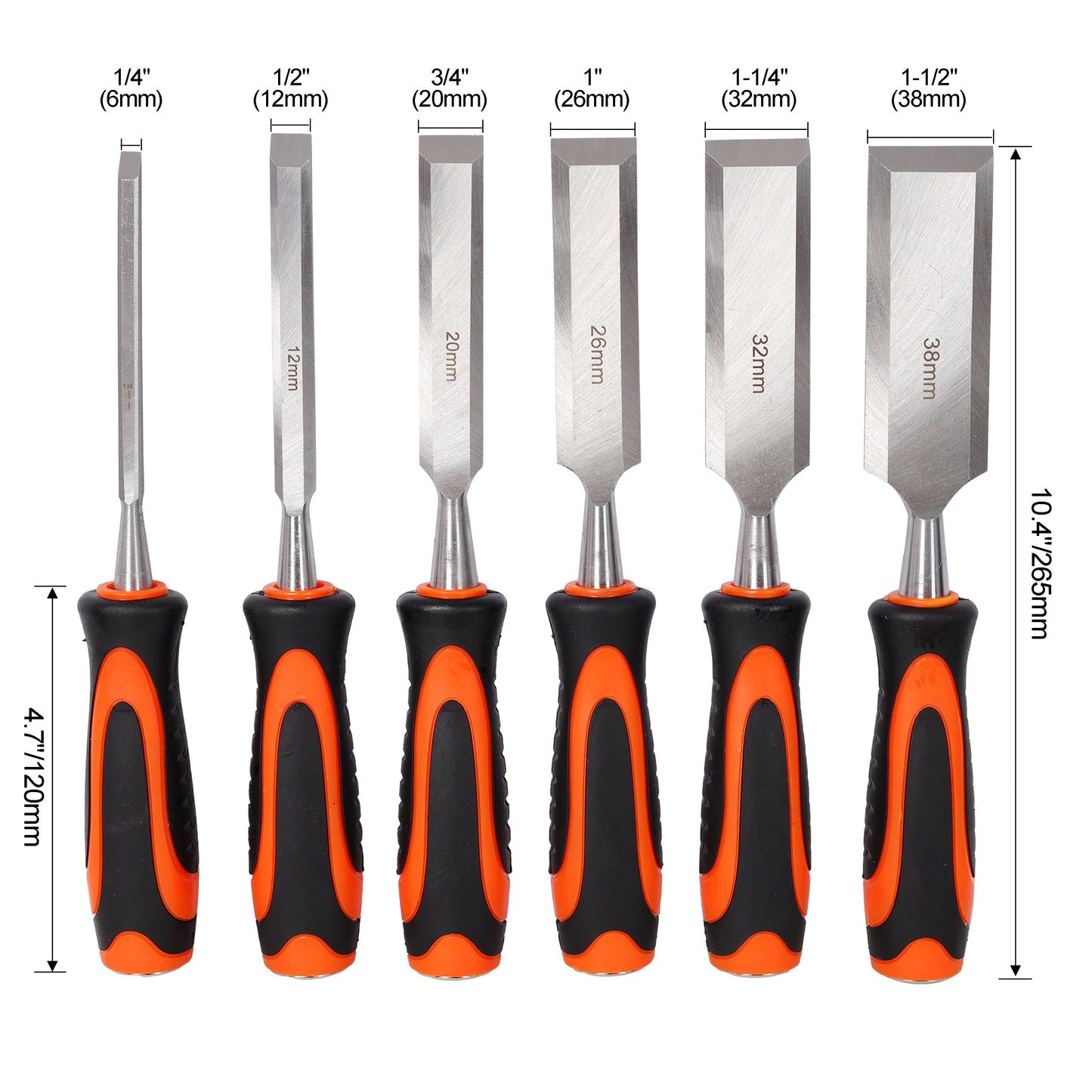 10Pcs Premium Wood Chisel Set – 6 Wood Chisels, 1 Honing Guide, 1 Sharpening Stone & 2 Carpenter Pencils,45# Carbon Steel Blades image 12