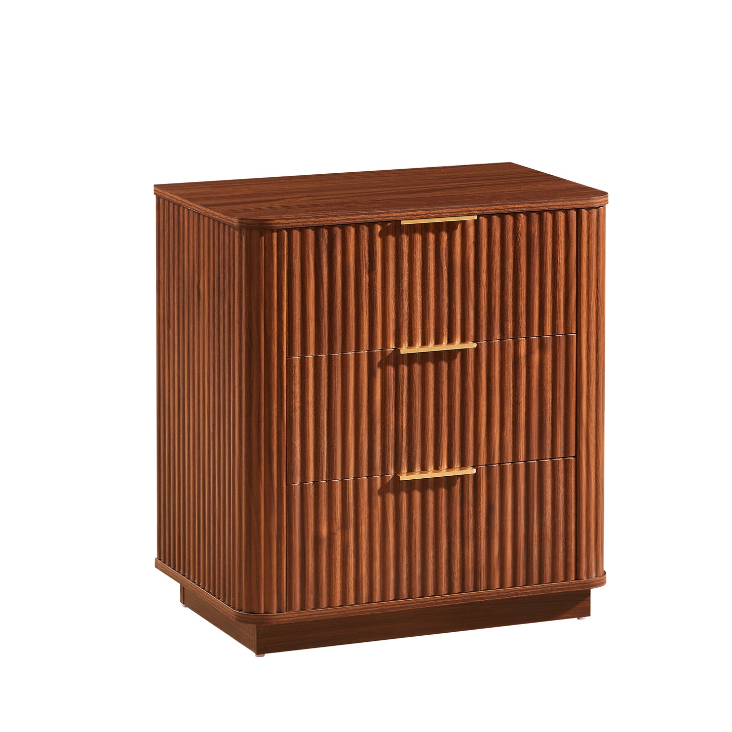 3 Drawers Nightstand Set of 2, 23.6'' Wide Modern Chest of Drawers Curved wave Design, Nightstand, Wood Drawer Organizer for Bedroom, Living Room, Hallway, Walnut,23.6''W x 15''D x 25.2''H. image 12