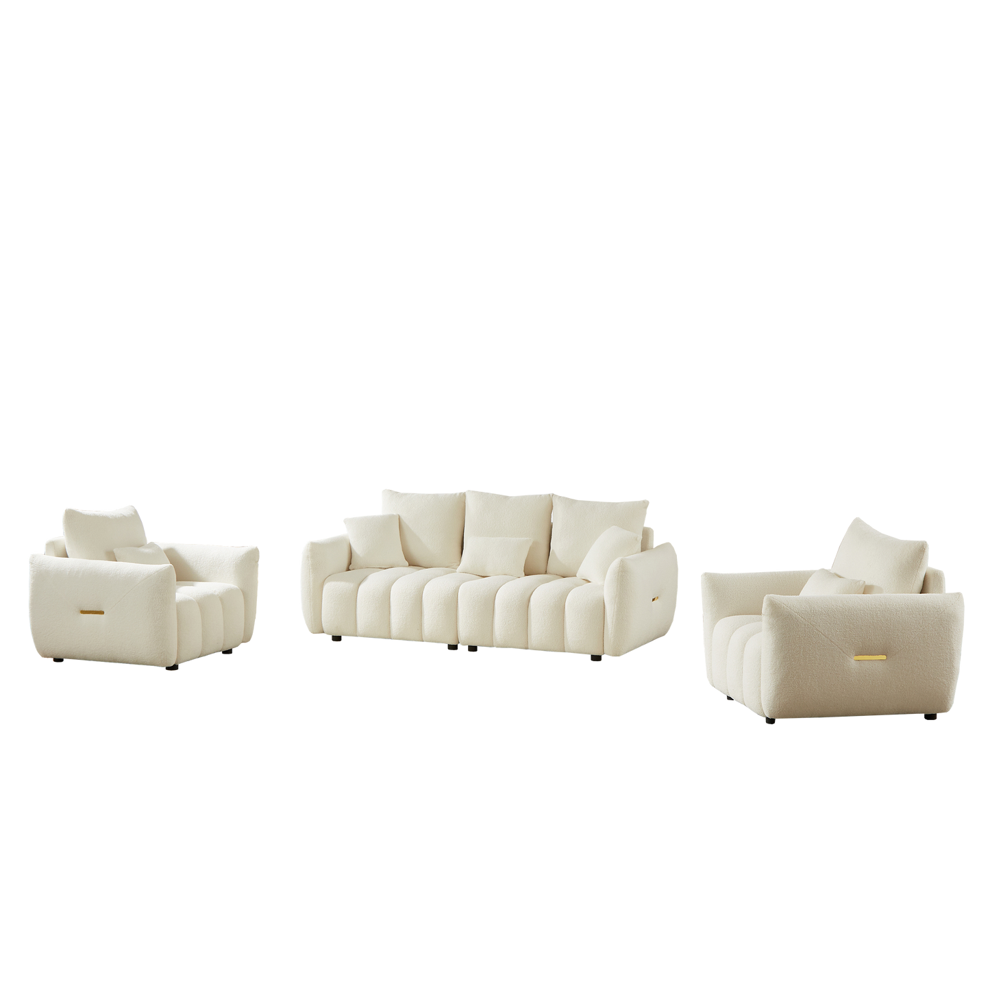3 Seater + 1 Seater +1 Seater, Combo Sofa Modern Living Room Sofa, Teddy Sofa, Wooden Frame, 5 Cushions, Apartment Sofa Furniture image 12