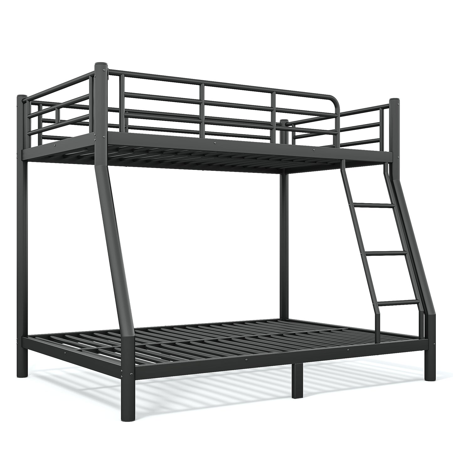 Twin over Full Size Metal Bunk Bed for Teens and Adults,Space-Saving/Noise Reduced/No Box Spring Needed, Round Tube, Black image 12