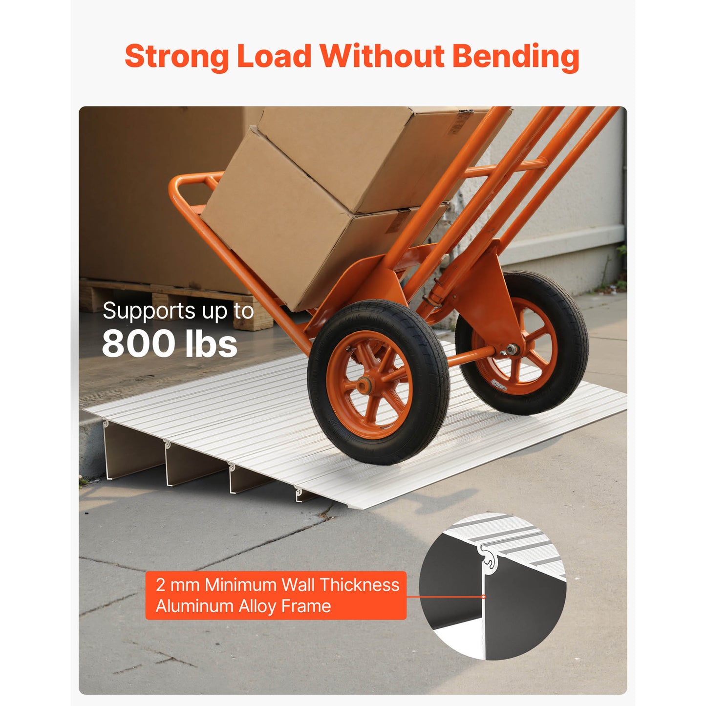 Door Threshold Ramp, 4 inch Rise, Aluminum Alloy Threshold Ramp Rated 800 lbs Load Capacity, Handicap Ramps for Home Steps for Wheelchair, Scooters, Power Chairs, Walkers, Bicycle, Tricycle image 9