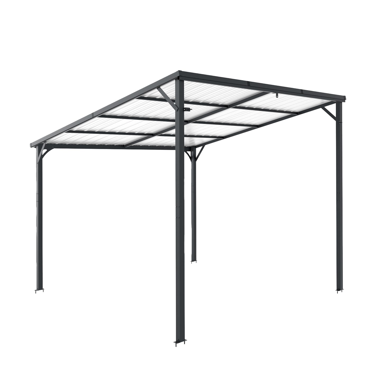 Outdoor Pergola, 10' x 10' Outdoor Hardtop Gazebo Pergola for Yard, Large 10x10 Galvanized Steel Lean to Wall-Mounted carport image 9