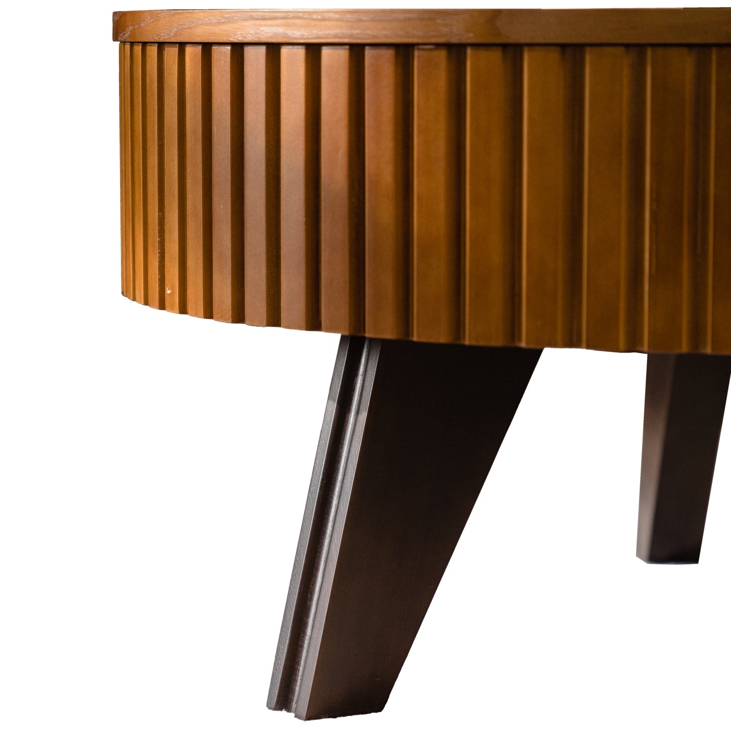31.5" Retro Round Coffee Table with Storage Space, Suitable for Living Room and Office, Natural image 12