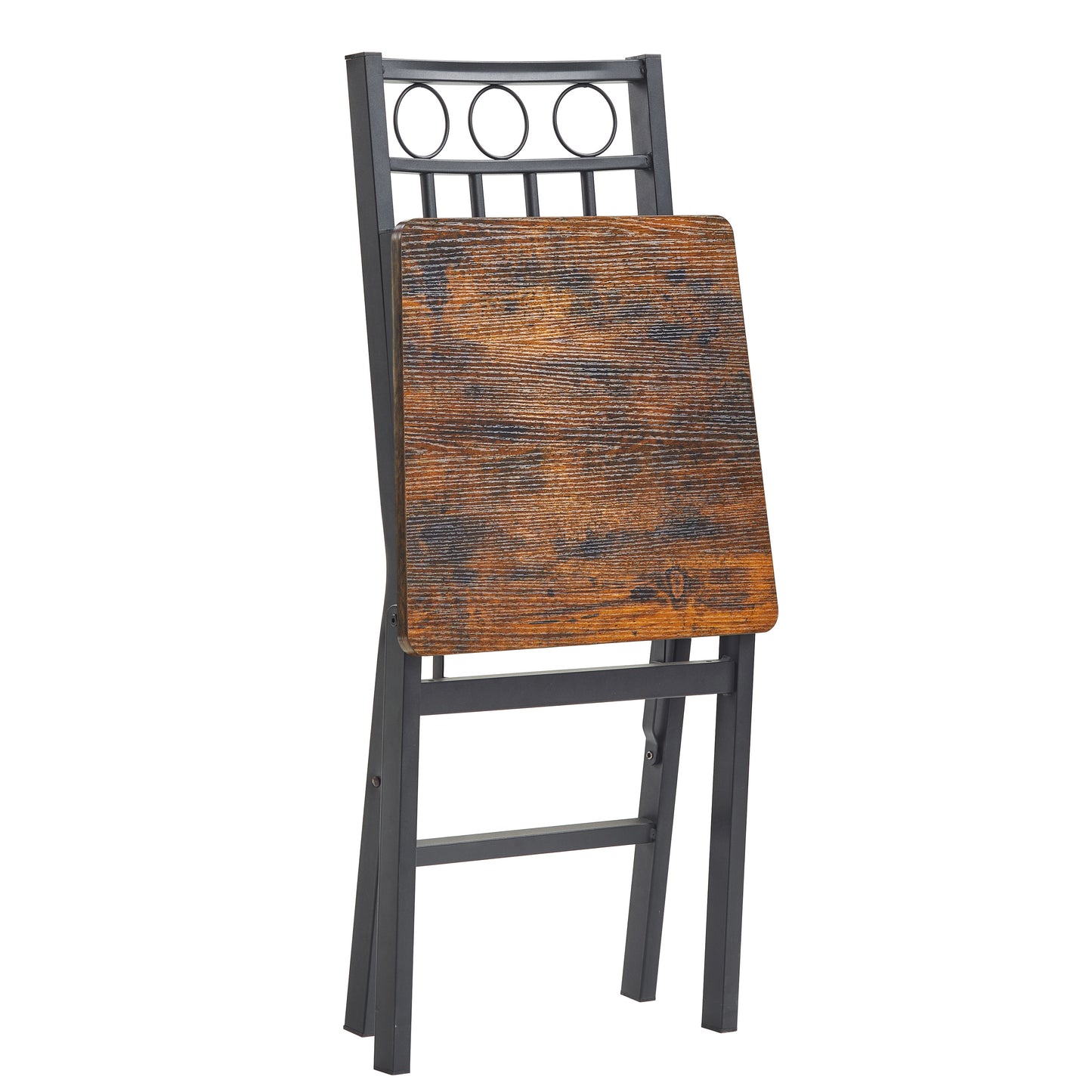 Set of 2 Dining Chairs, Metal & Wood Seat, Folding Retro Modern Style for Dining Room & Kitchen image 7