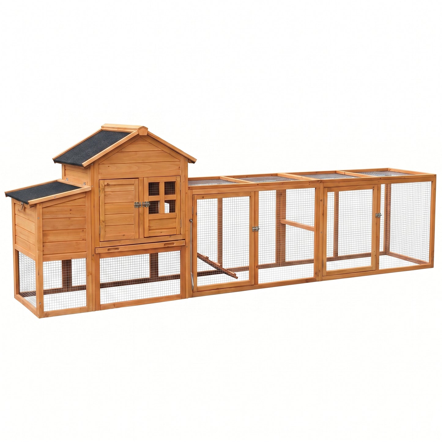 Large Chicken Coop with Run and Nest Box and Removable Tray, Hen House for 4-6 Chickens, Outdoor Weatherproof Small Animal Cages image 11