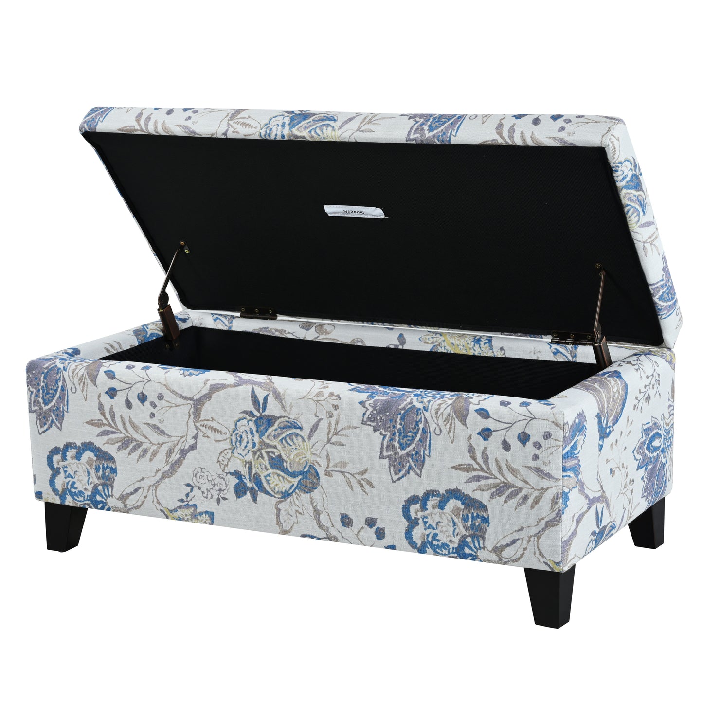 Luxury Storage Ottoman with Floral Patterned Fabric, Soft-Close Hinges, Multi-Functional Footrest & Seat for Living Room, Bedroom - Hidden Compartment for Blankets/Pillows image 11