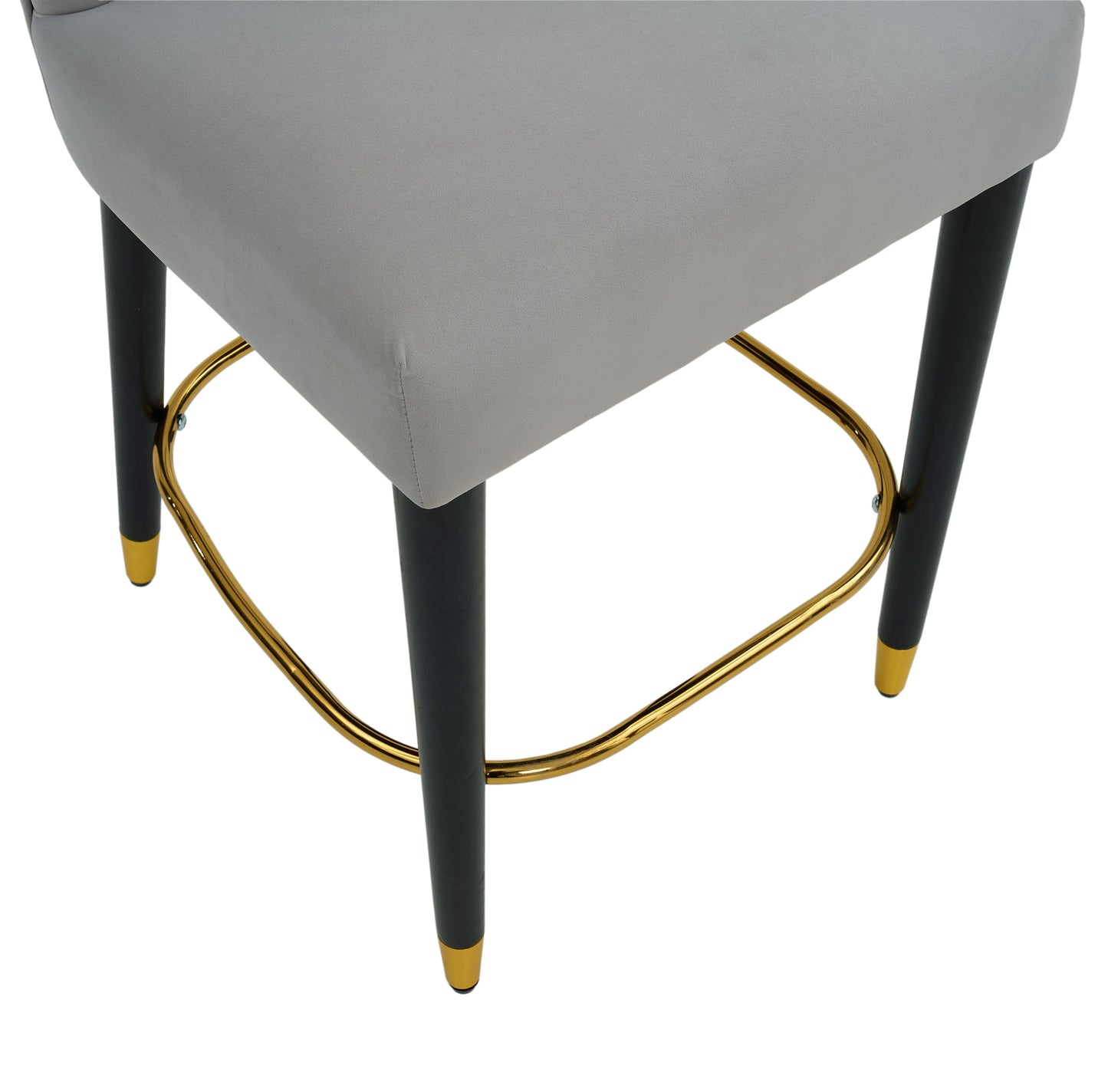 27inch-counterstool, modern design with a smooth, light - colored fabric and circular footrest with a gold - colored finish,creates a sophisticated and luxurious look--Grey image 12