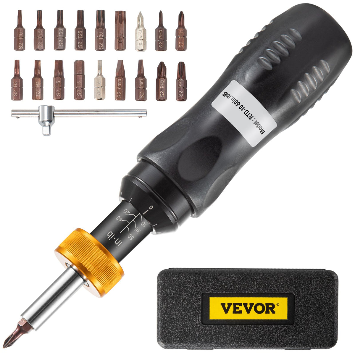 VEVOR 1/4-Inch Drive Torque Screwdriver Wrench Set, 10-50 in
