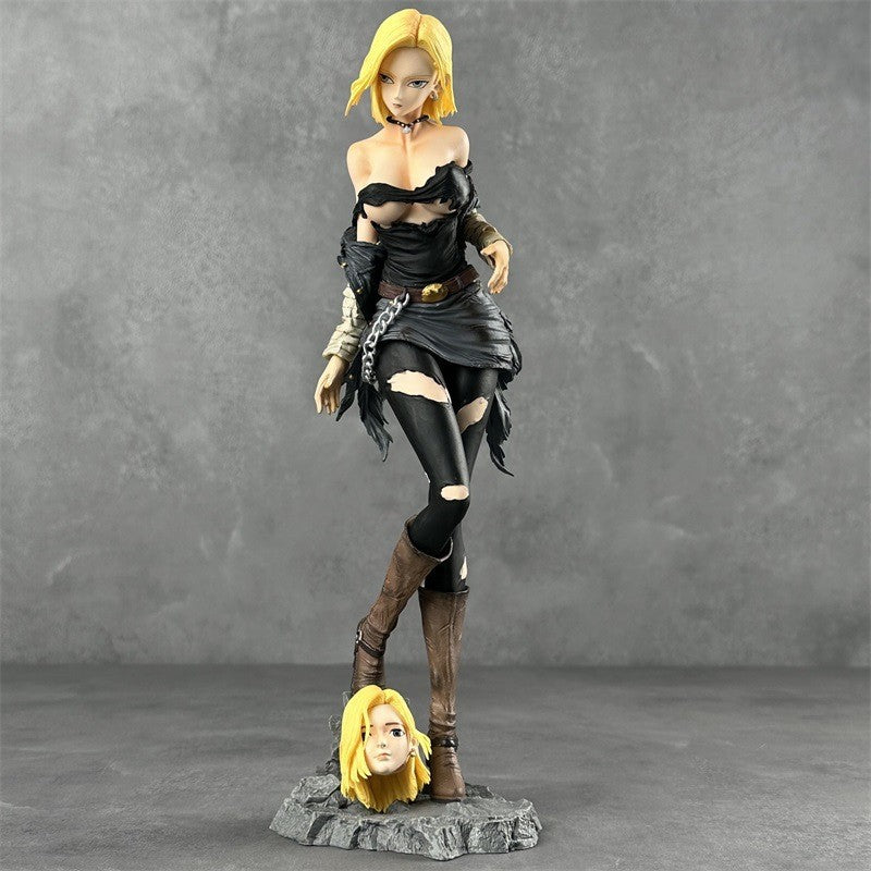 Dragon Ball Android 18 Figure Statue Female Charm Dual Interchangeable Head Anime Model