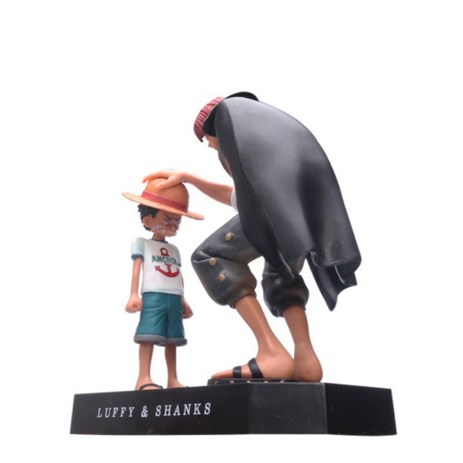 One Piece Straw Hat Luffy Red Hair Shanks Bagged Figure Head Touch Car Model Scene Collection