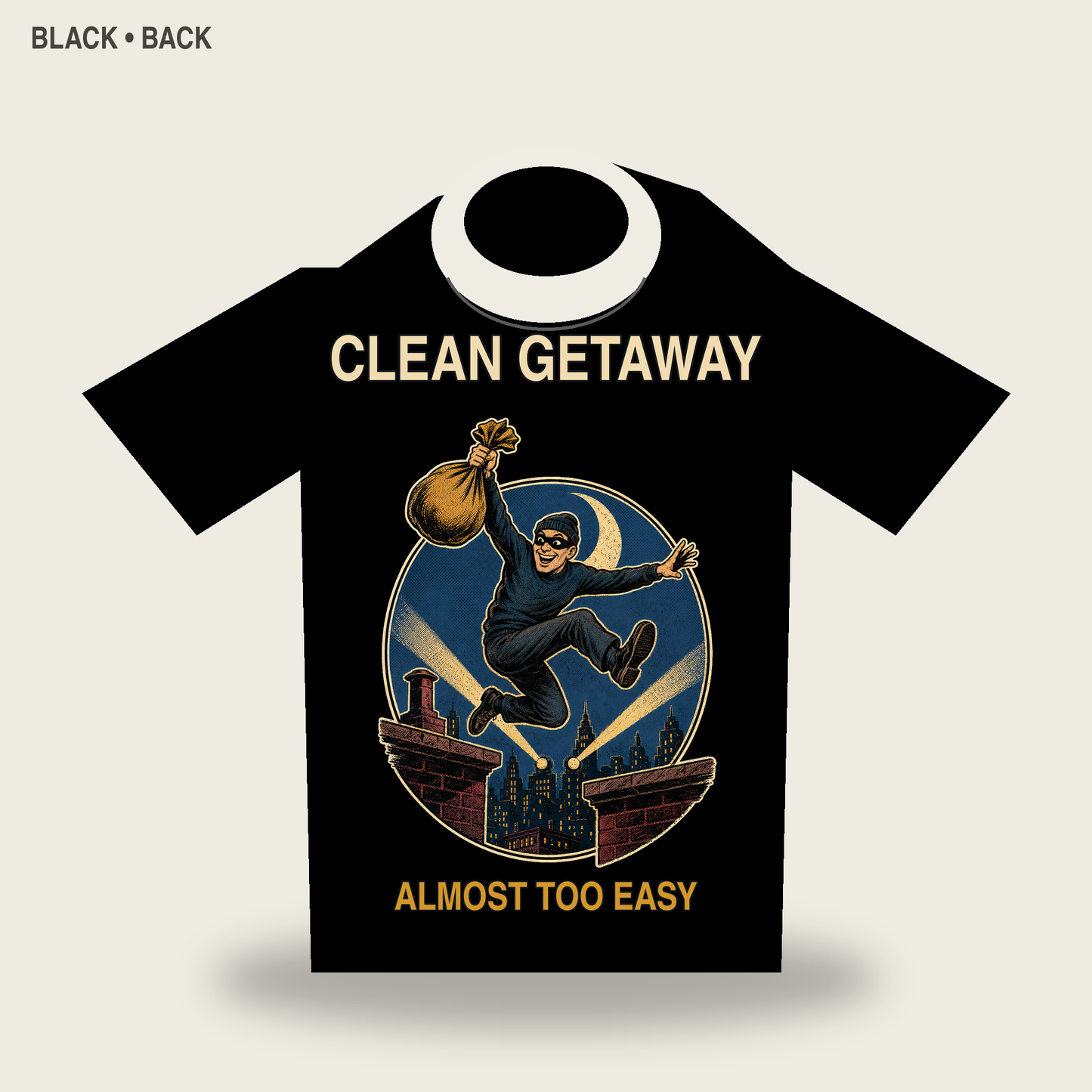 Clean Getaway Vintage Noir Burglar Graphic T-Shirt - POD-20260728-043_black_back_mockup