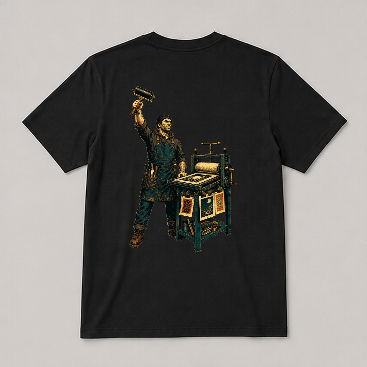 Night Press Signal Graphic T-Shirt - POD-20260728-078_black_back_mockup
